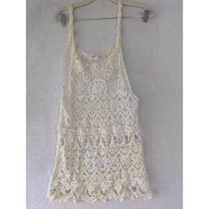 Hendi Crochet Lace Tank Top Women's Size S/M Cream Floral Boho